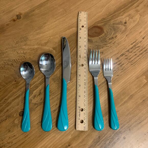 Fiestaware Swirl Turquoise Green Flatware Retired 5pc Place Setting Fiesta - Picture 4 of 10